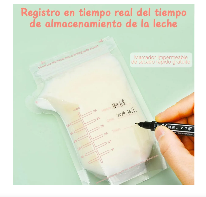 Foto 3 | Bolsa De Almacenamiento De Leche Materna 250ml 200piezas+pen