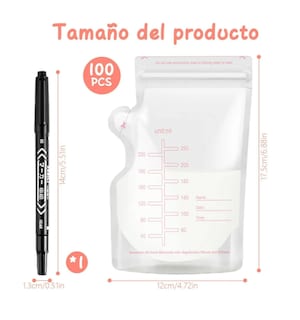 Foto 4 | Bolsa De Almacenamiento De Leche Materna 250ml 100 Piezas