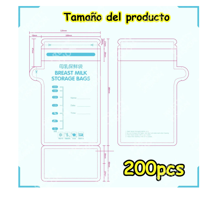 Foto 2 | 200 Piezas Bolsas Para Leche Materna/bolsas De Lactancia