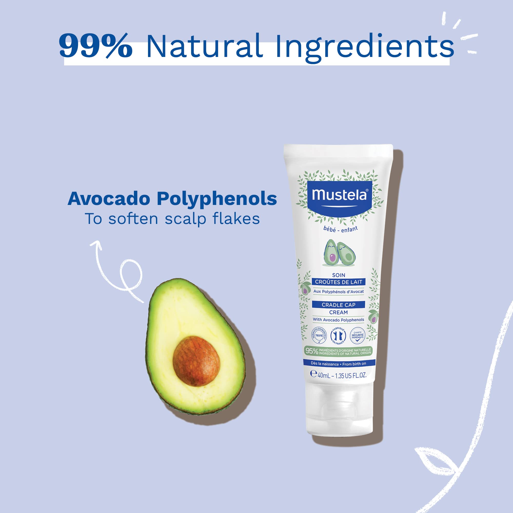 Foto 2 | Crema Cradle Cap Mustela Newborn con Aguacate Natural 40 ml - Venta Internacional