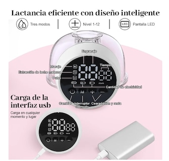 Foto 5 | Extractor De Leche Eléctrico Manos Libres 3 Modos 12 Niveles