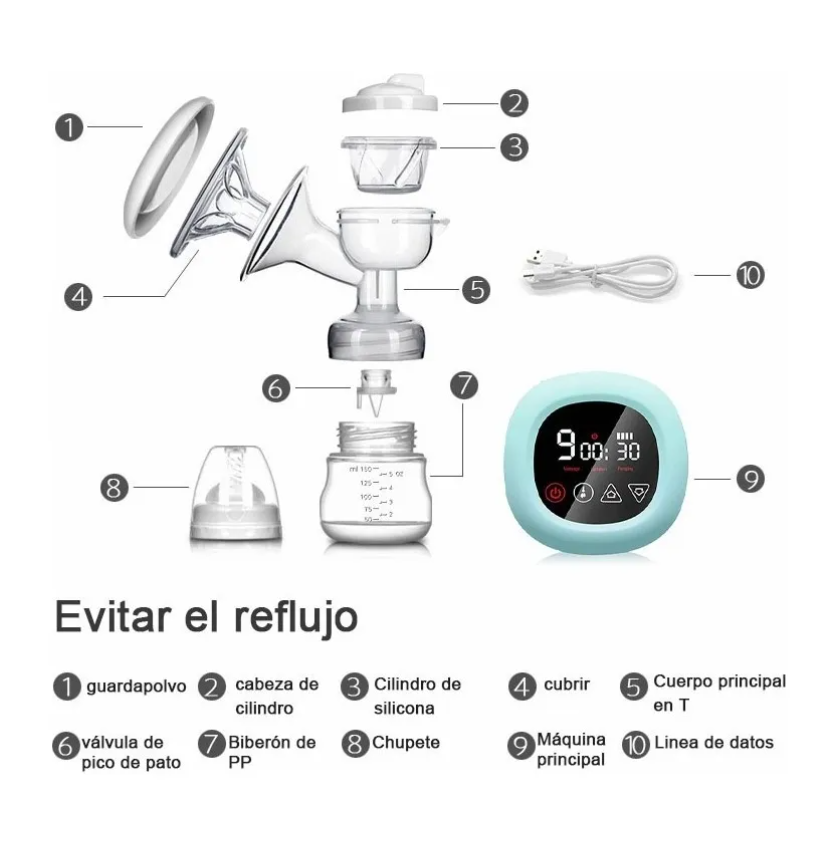 Foto 3 | Extractor Leche Materna Manos Libres succionador De Leche Portátil pantalla Led Grande diseño Antirreflujo  As