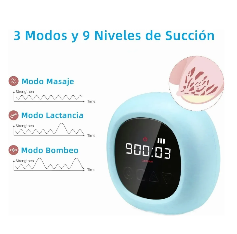 Foto 6 pulgar | Extractor Leche Materna Manos Libres succionador De Leche Portátil pantalla Led Grande diseño Antirreflujo  As