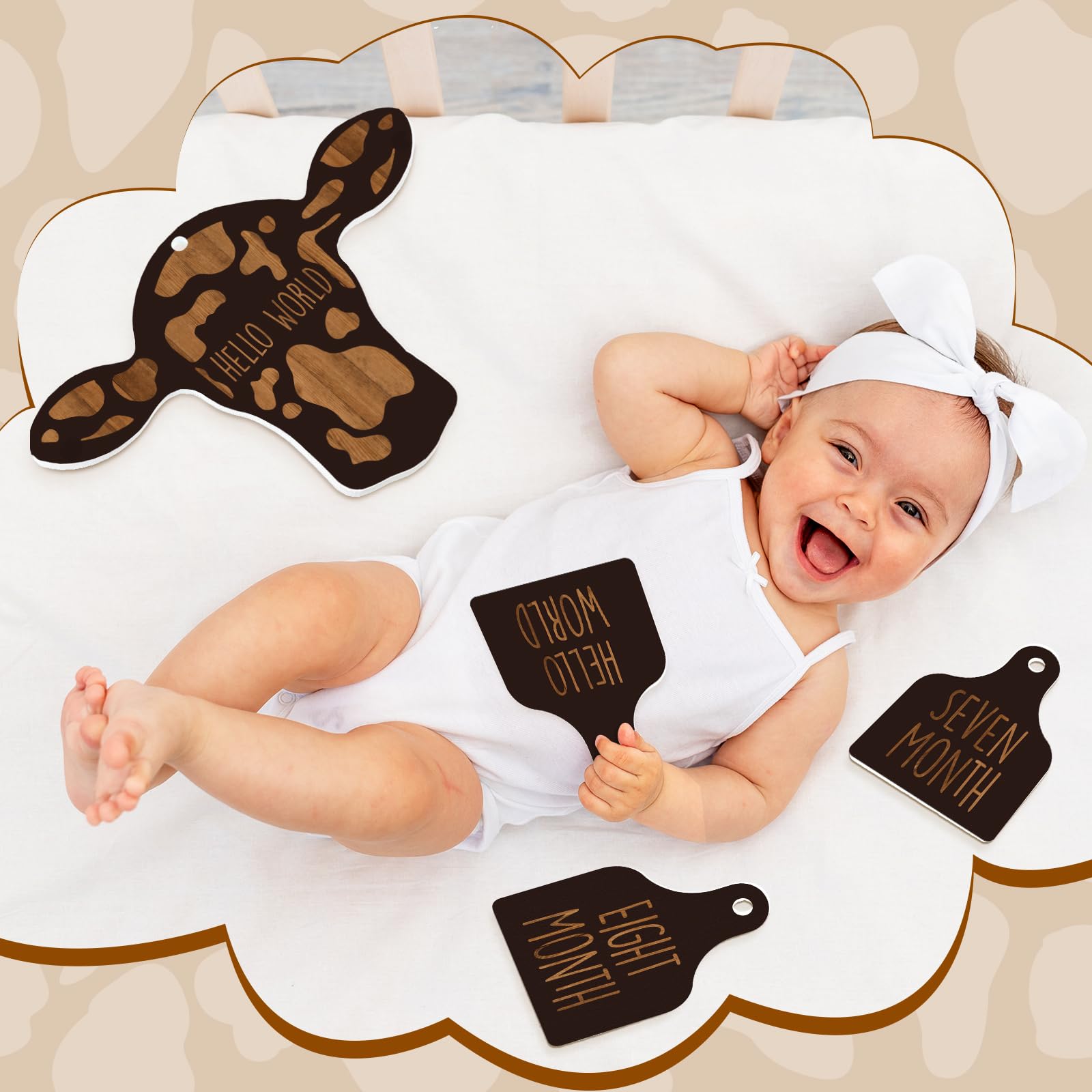 Foto 4 pulgar | Monthly Milestone Cards Maitys Cow Baby, Madera Rústica, 14 Unidades - Venta Internacional.