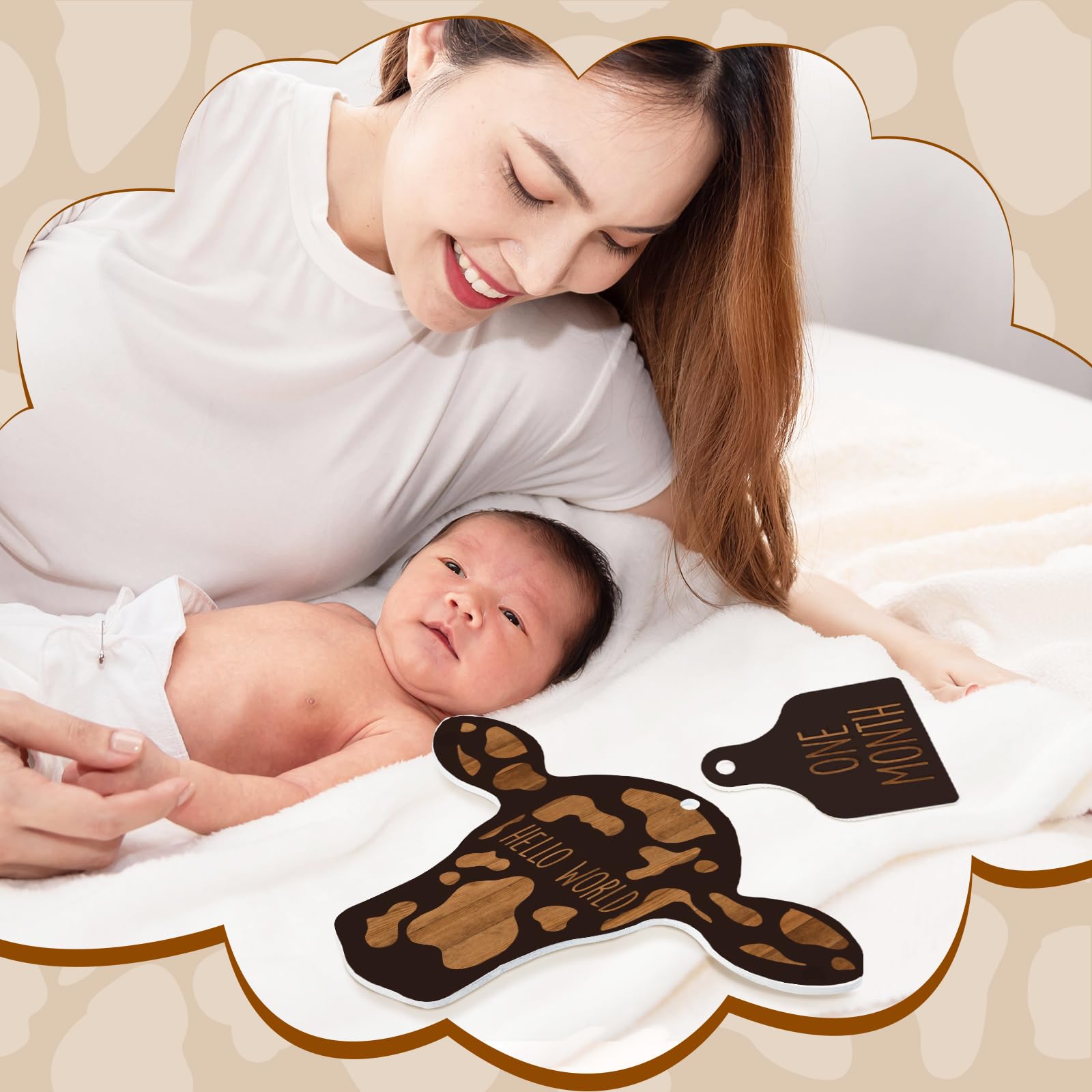 Foto 4 | Monthly Milestone Cards Maitys Cow Baby, Madera Rústica, 14 Unidades - Venta Internacional.