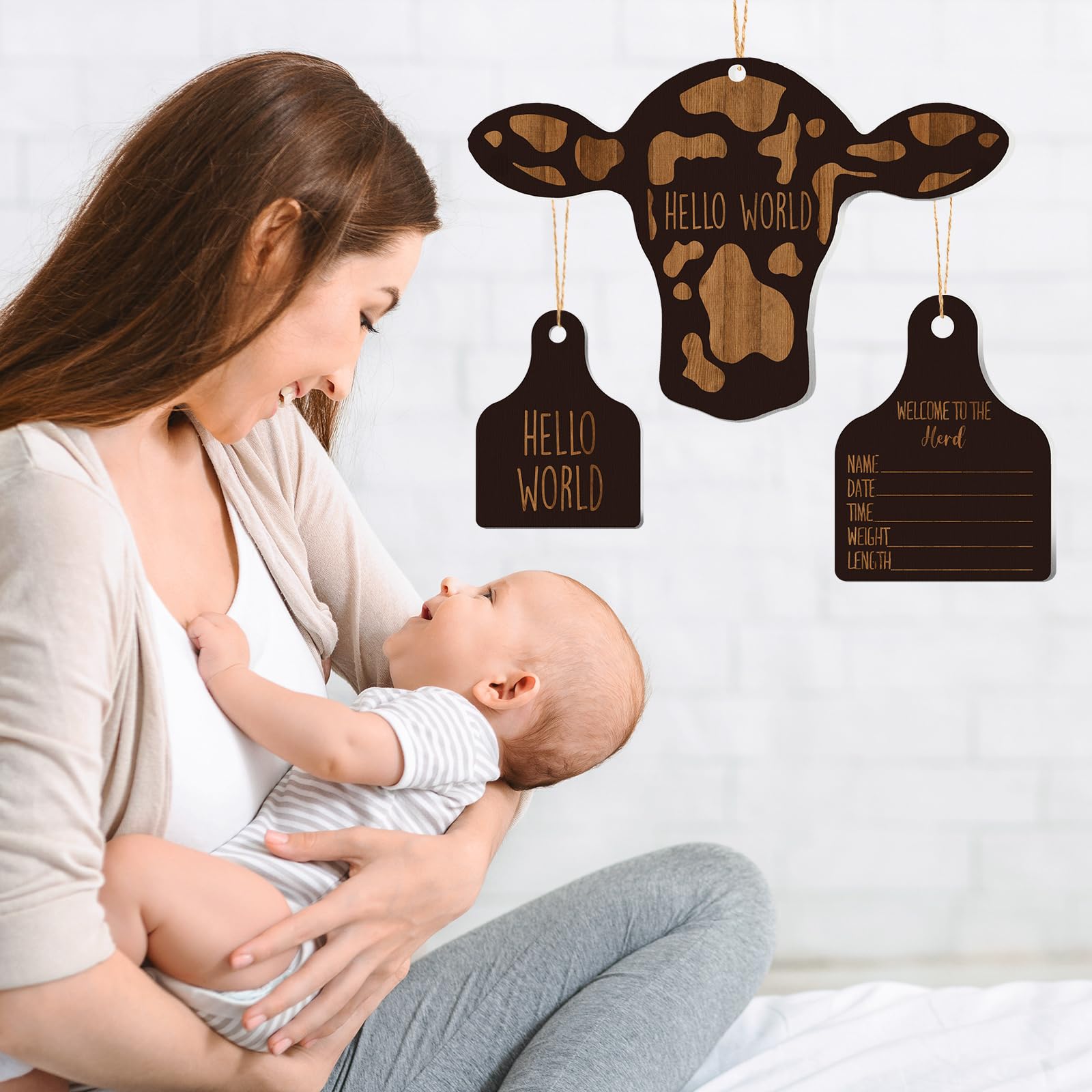 Foto 6 | Monthly Milestone Cards Maitys Cow Baby, Madera Rústica, 14 Unidades - Venta Internacional.