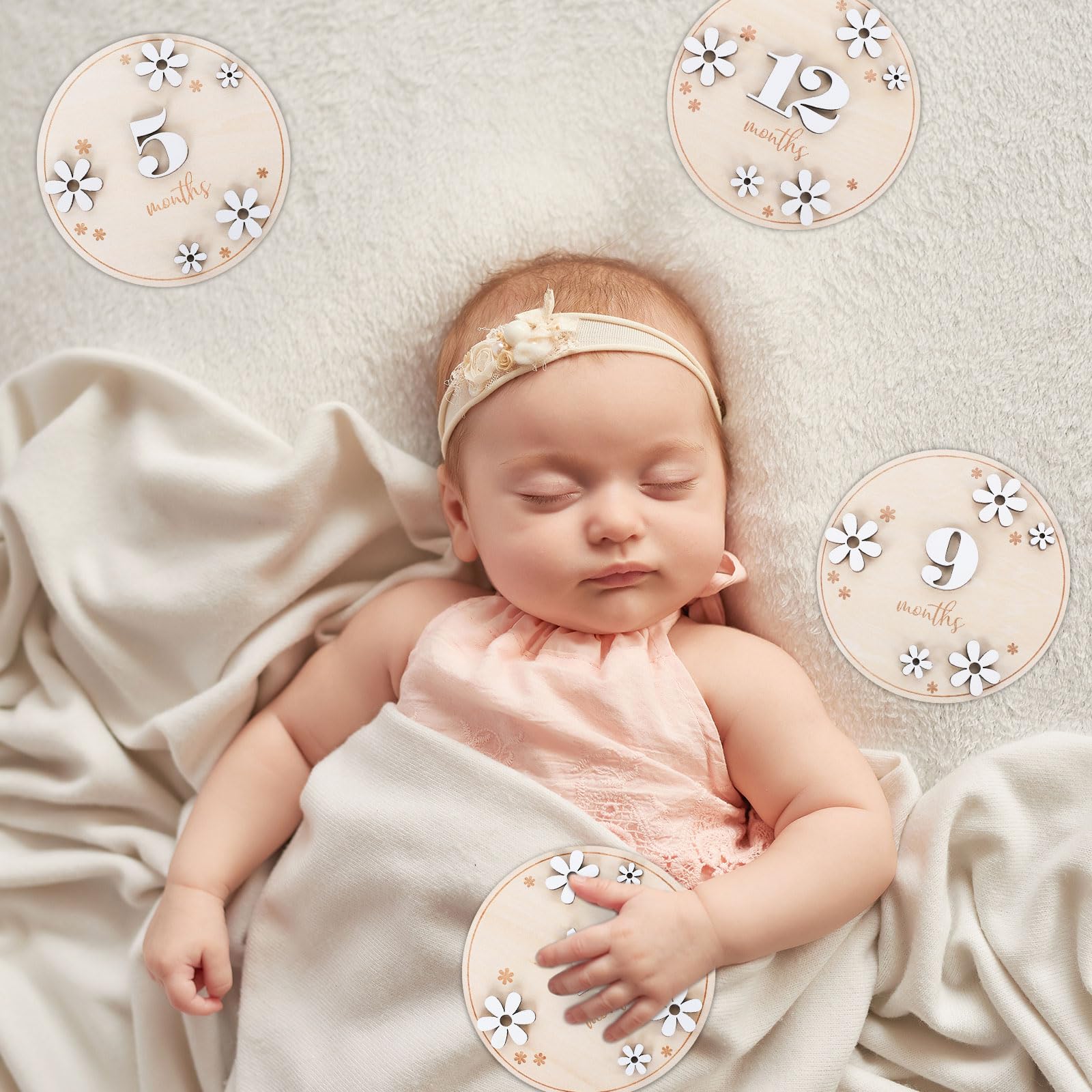 Foto 7 pulgar | Baby Monthly Milestone Cards Whaline, 12 Unidades, 3d, Madera De Margarita - Venta Internacional.