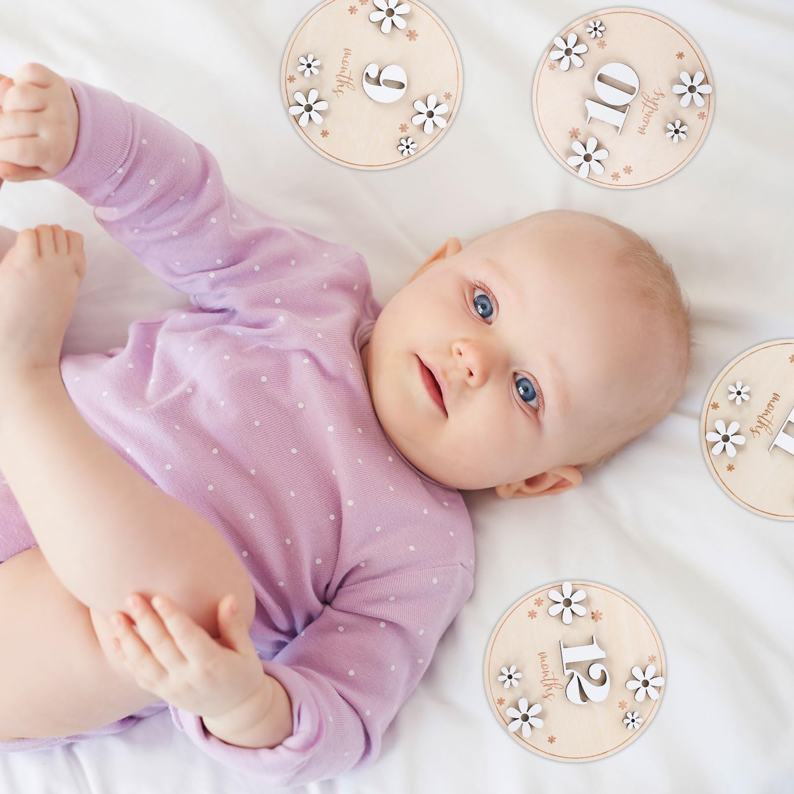 Foto 7 | Baby Monthly Milestone Cards Whaline, 12 Unidades, 3d, Madera De Margarita - Venta Internacional.