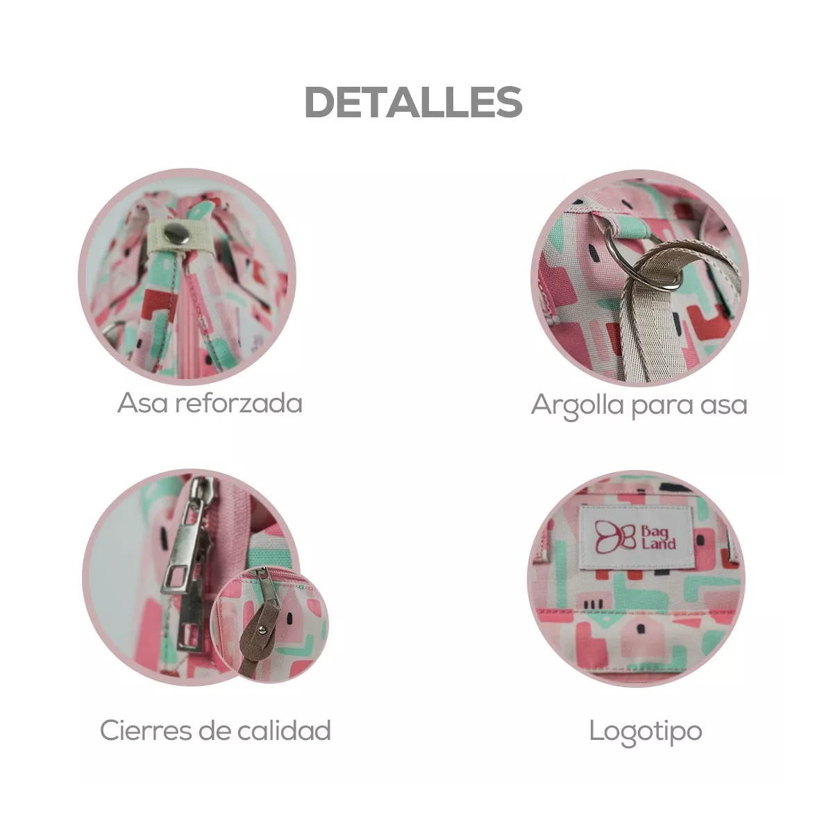 Foto 5 pulgar | Mochila Pañalera De Mano Multiusos Para Artículos de Bebés Rosa