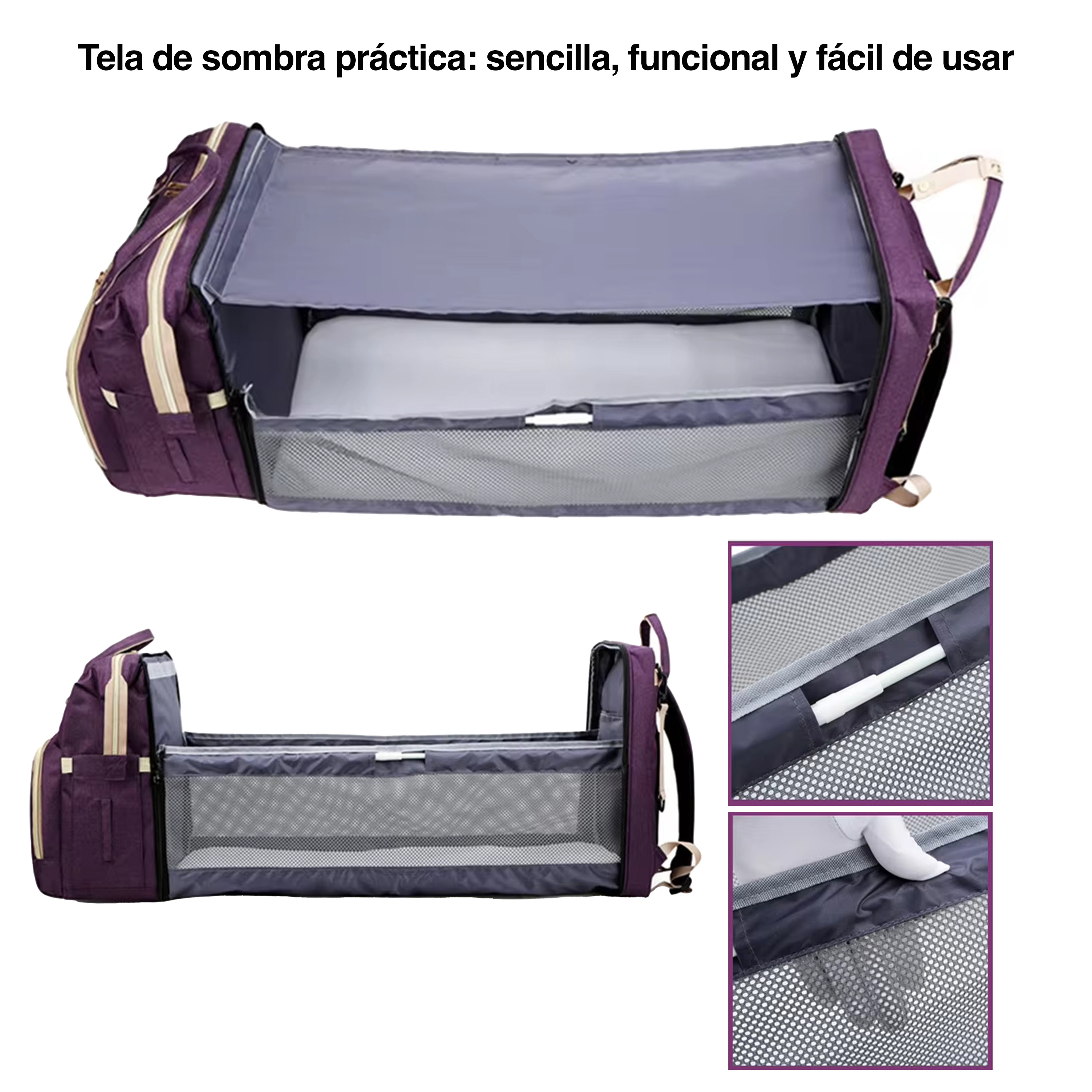Foto 3 pulgar | Mochila Pañalera Cuna 5 En 1 Multifunción Usb Ecobaby Original