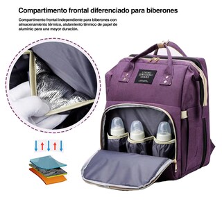 Foto 3 | Mochila Pañalera Cuna 5 En 1 Multifunción Usb Ecobaby Original