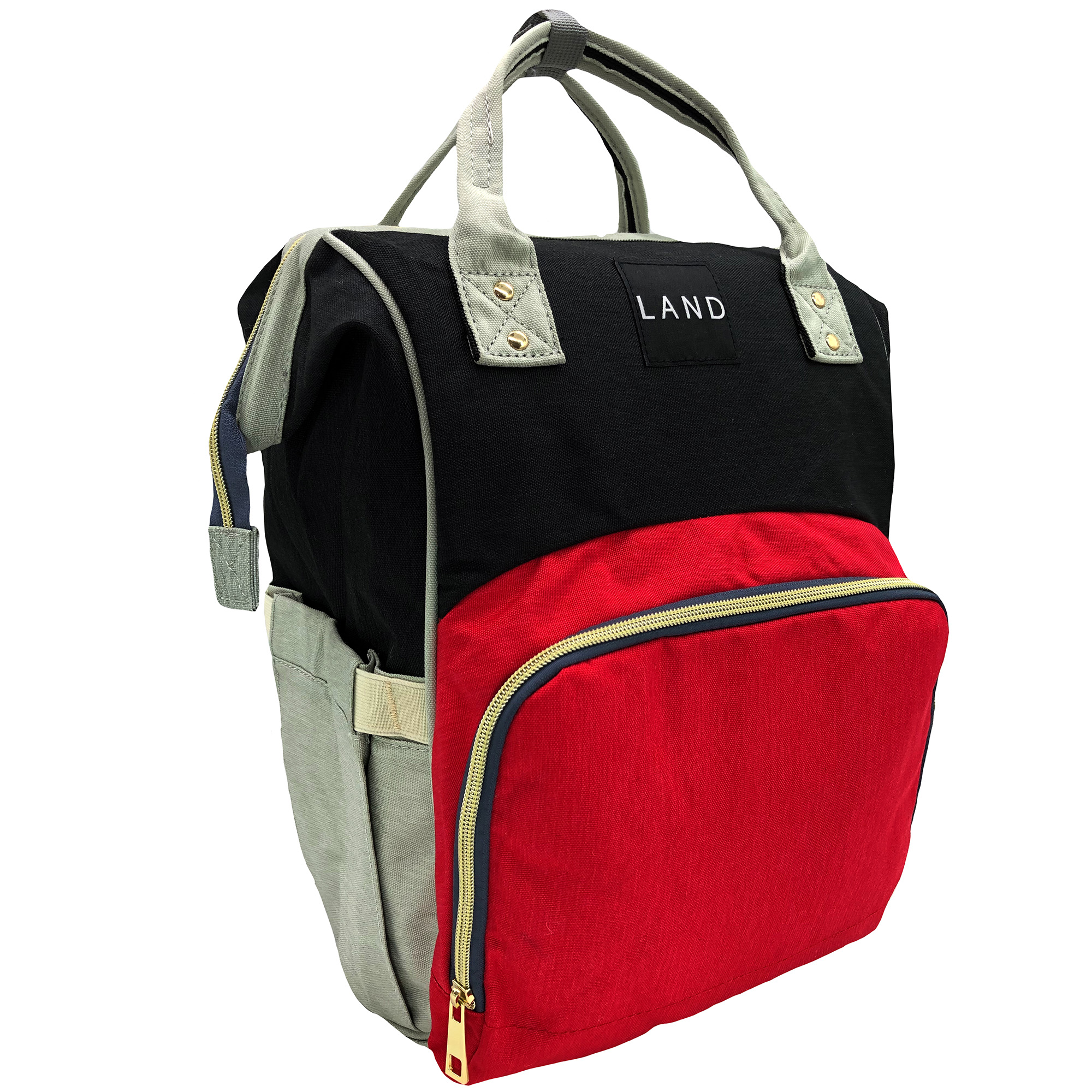Foto 1 | Mochila Pañalera Land Moderna Practica Bebes Térmica Oxford Negro Rojo