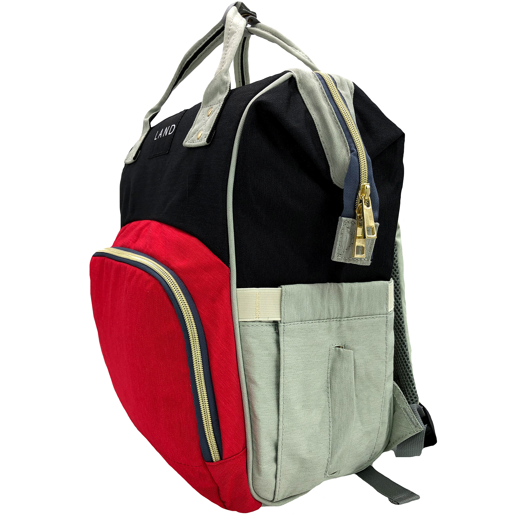 Foto 6 pulgar | Mochila Pañalera Land Moderna Practica Bebes Térmica Oxford Negro Rojo