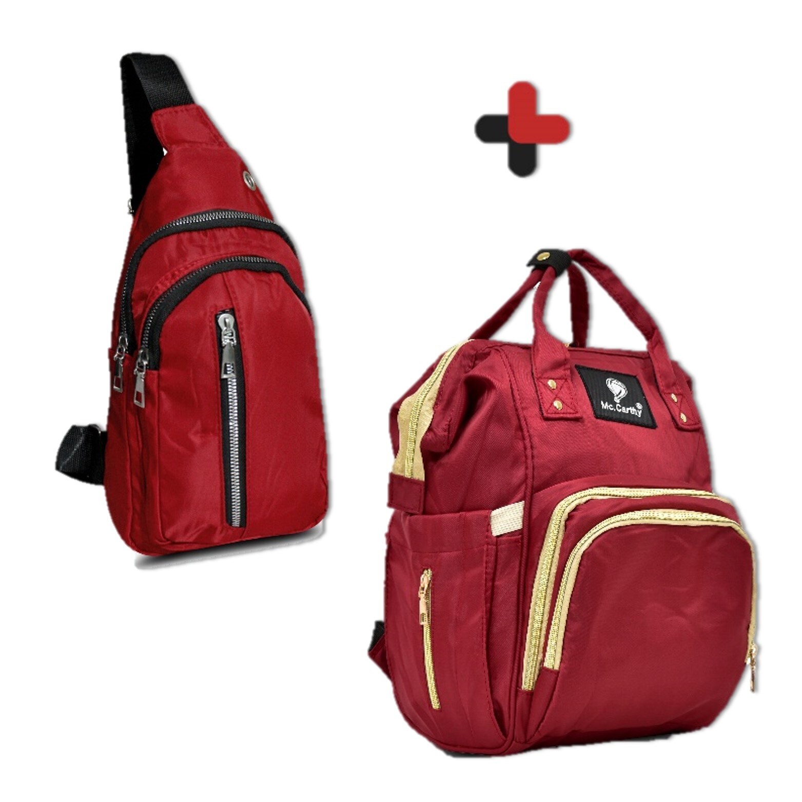 Pañalera y Corssbody Mccarthy Vino $716