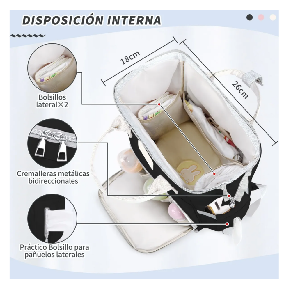 Foto 4 pulgar | Mochilas Pañalera Impermeable Lab.g, Negro Beige