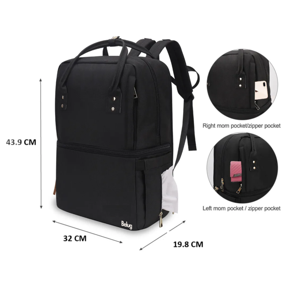 Foto 5 pulgar | Mochila Pañalera Impermeable Multifuncional Belug,  Negro
