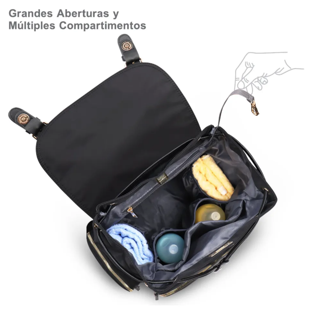 Foto 6 pulgar | Mochila Pañalera Multifunción Bolsa Impermeable Belug,  Negro
