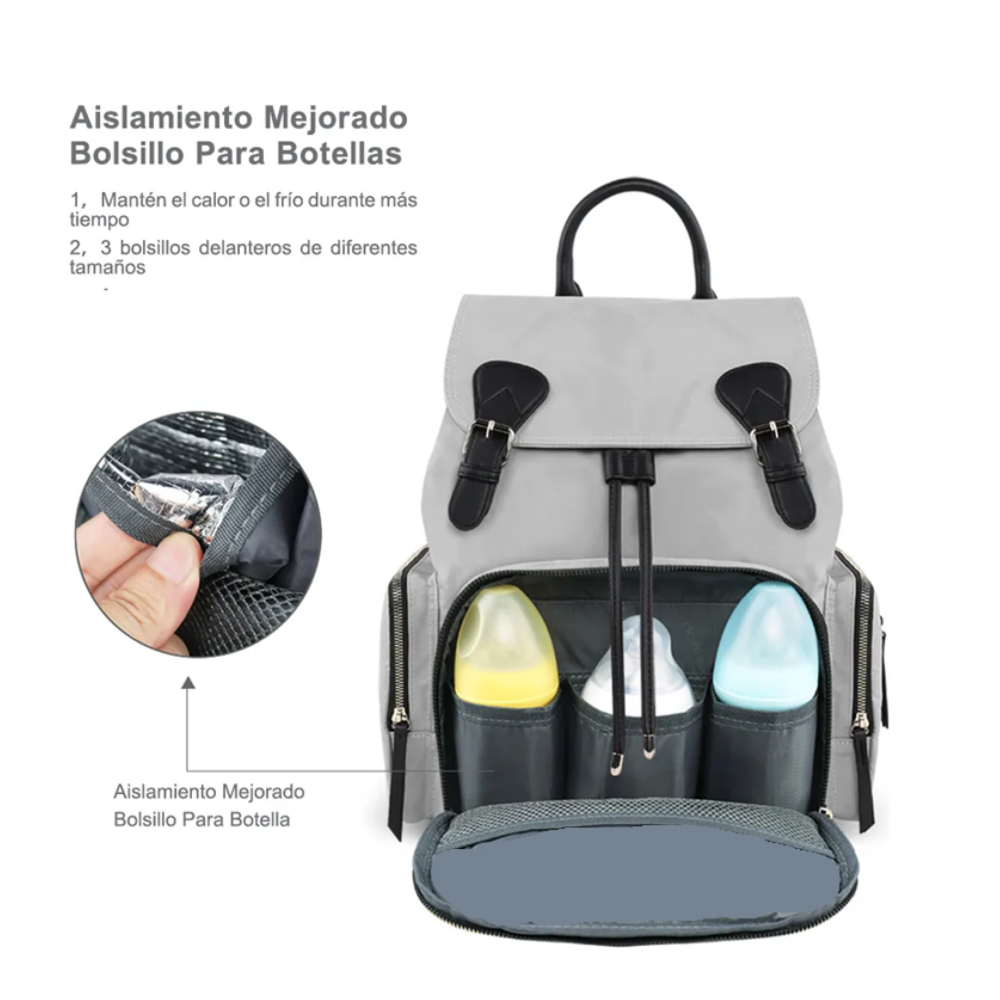 Foto 3 pulgar | Mochila Pañalera Multifunción Bolsa Impermeable Lab.g,  Gris