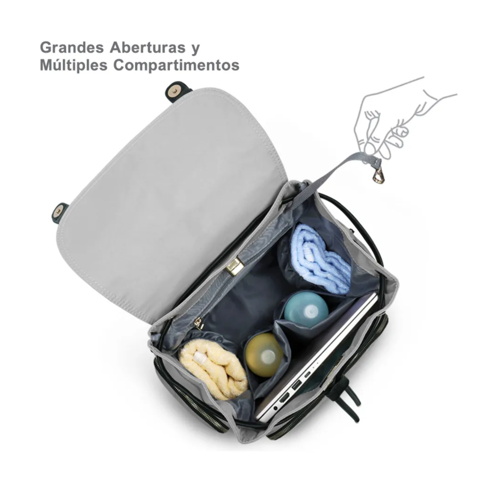Foto 5 | Mochila Pañalera Multifunción Bolsa Impermeable Lab.g,  Gris
