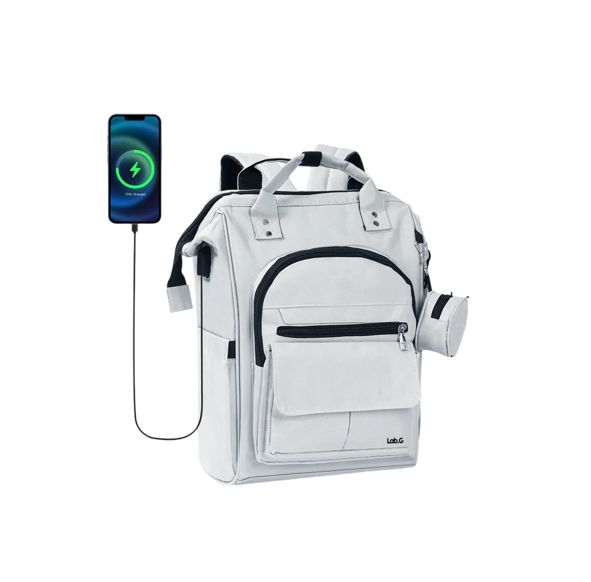 Pañalera Mochila Lab.gpara Bebe Impermeable Cambiador Mochila 3pz Gris