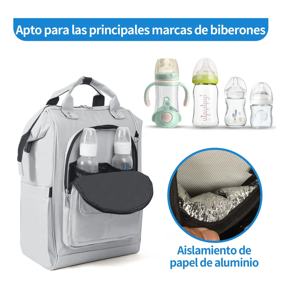 Foto 4 pulgar | Pañalera Mochila Belug Para Bebe Impermeable Cambiador Mochila 3pz Gris