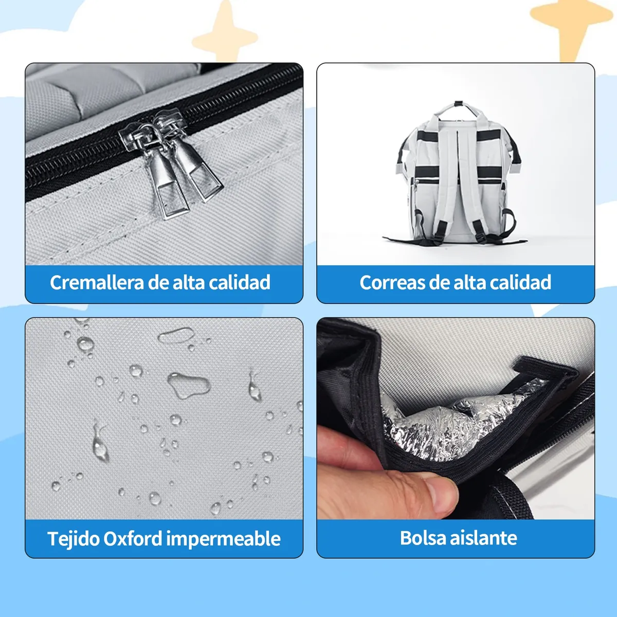 Foto 6 pulgar | Pañalera Mochila Belug Para Bebe Impermeable Cambiador Mochila 3pz Gris