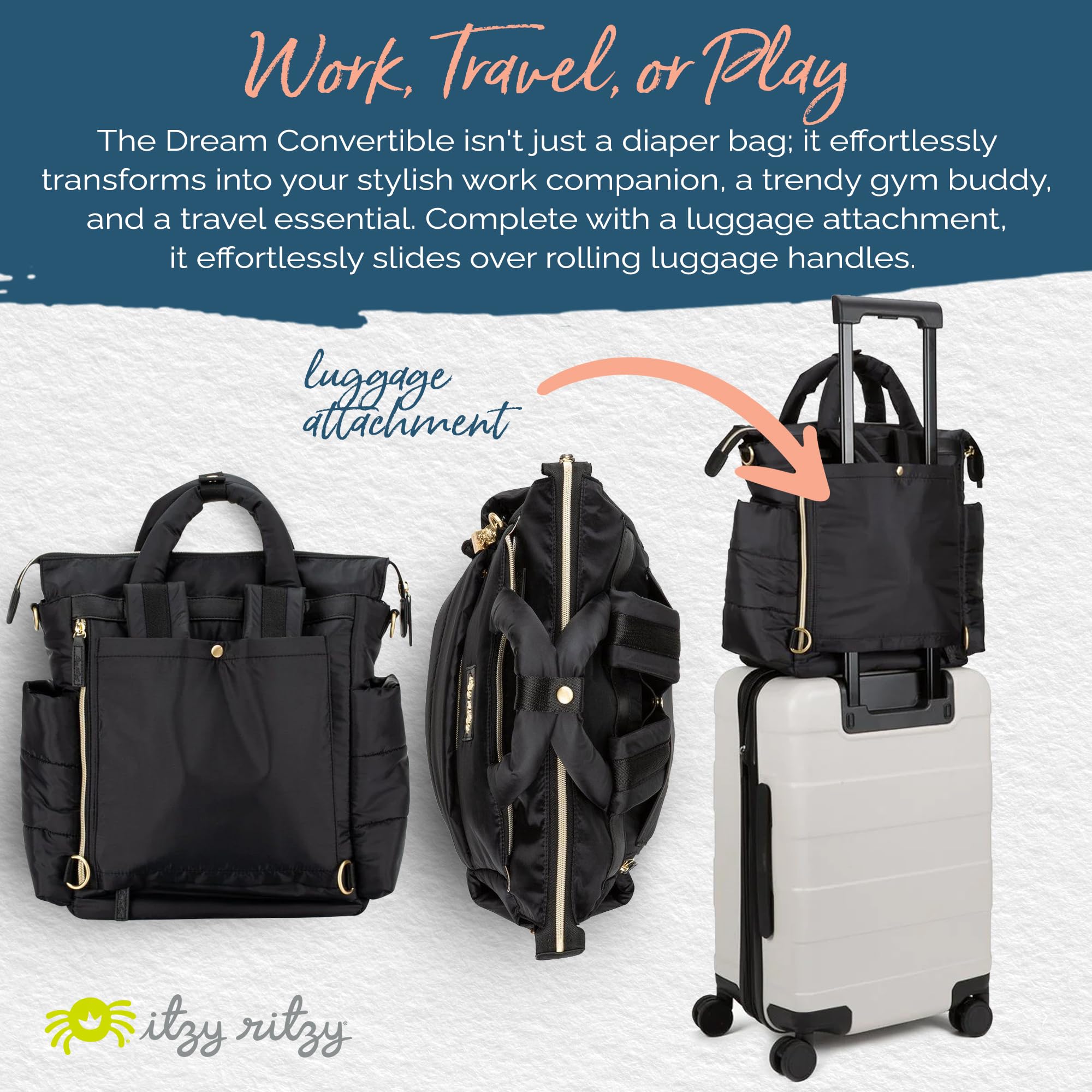 Foto 8 pulgar | Mochila Convertible Para Pañales Itzy Ritzy Dream, Negra - Venta Internacional.