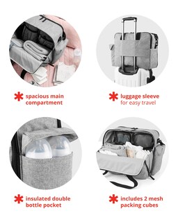 Foto 3 | Bolsa De Pañales Skip Hop Iconic Duo Weekender, Gris Melange - Venta Internacional.