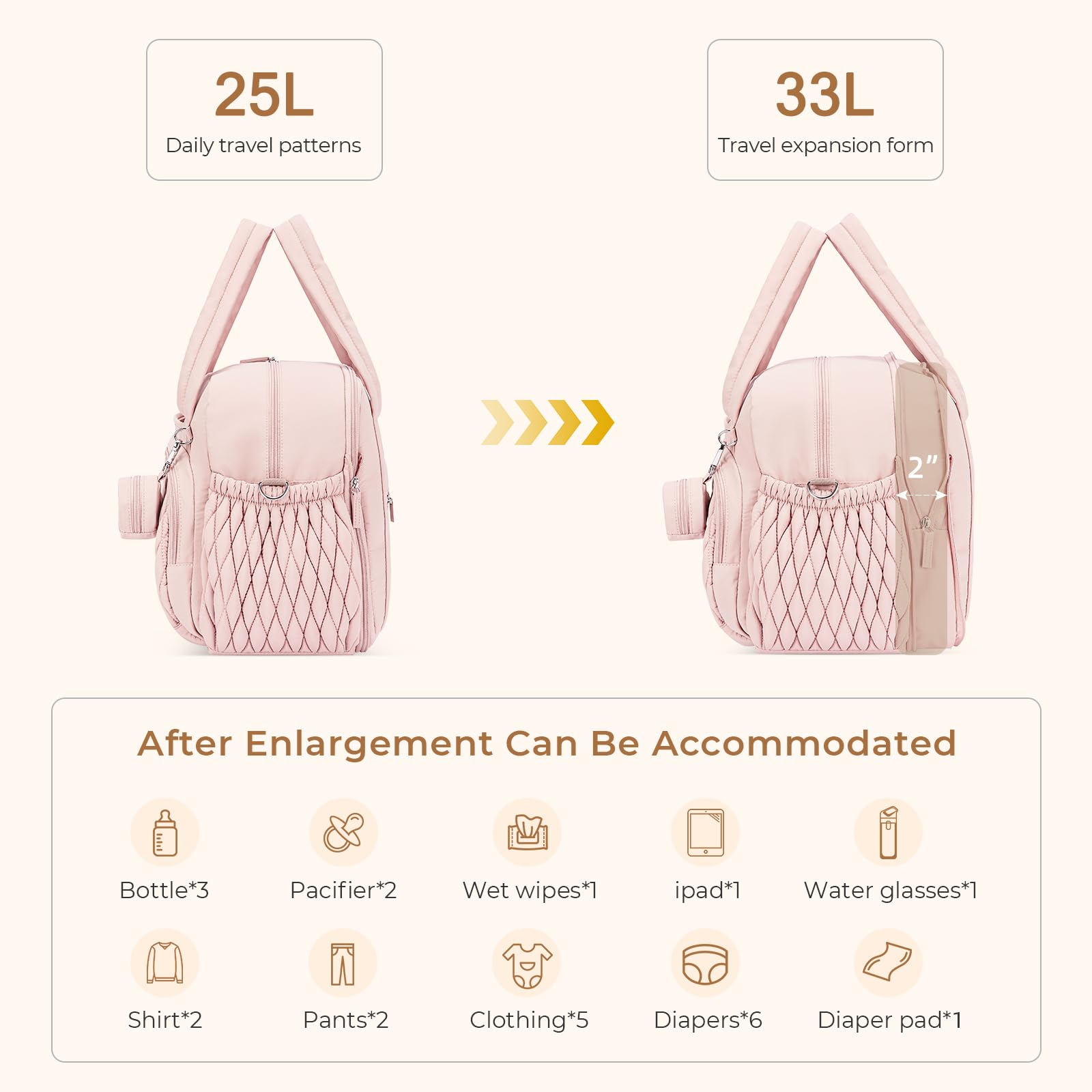 Foto 8 pulgar | Bolsa De Pañales Telena Travel Crossbody, Grande, Rosa Con Funda - Venta Internacional.