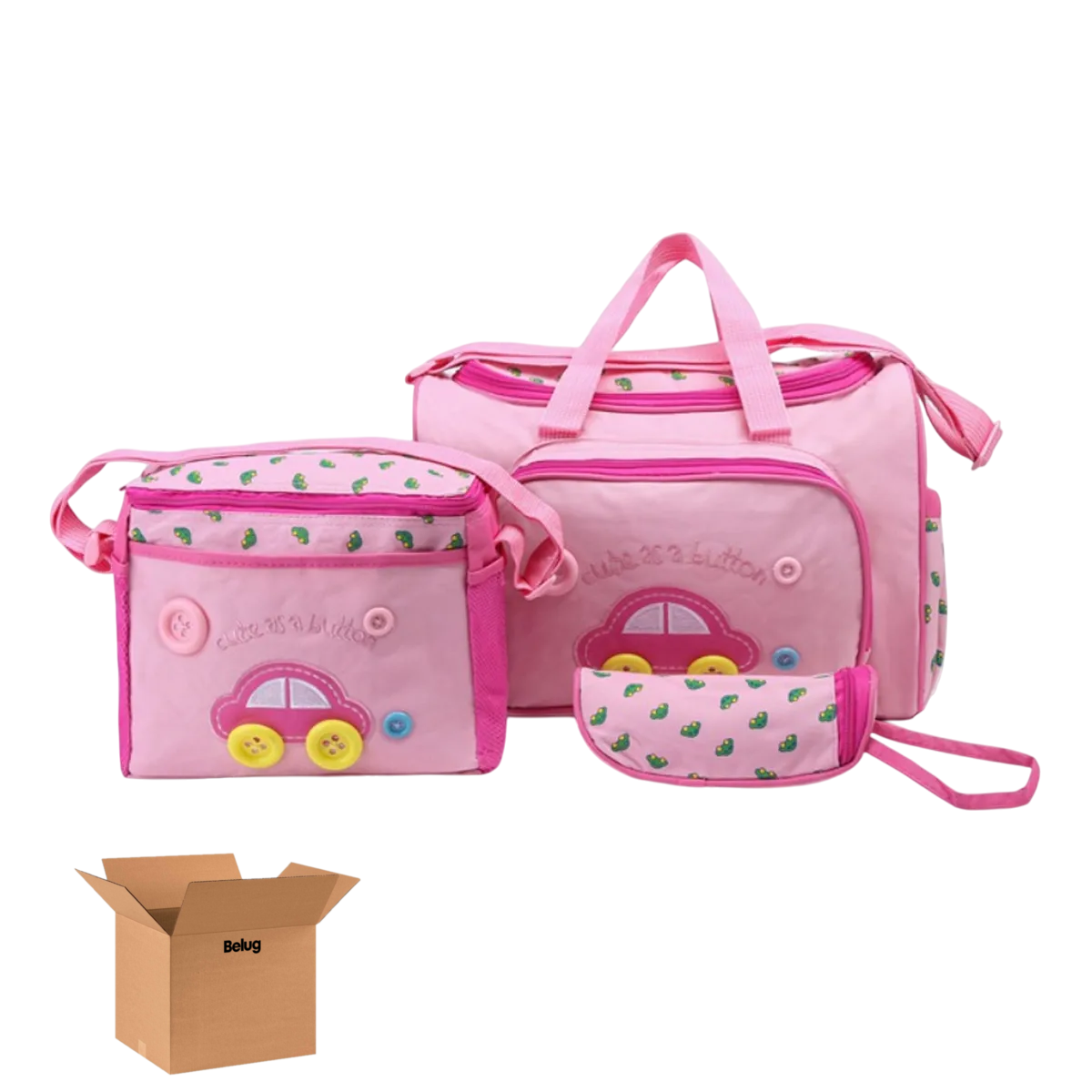 Set 4 Bolsas Belug Panaleras Cambiador Bebe Botella Viaje Multiuso Rosa