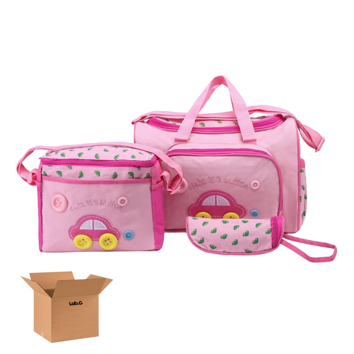 Foto 2 pulgar | Set 4 Bolsas Lab.g Panaleras Cambiador Bebe Botella Viaje Multiuso Rosa