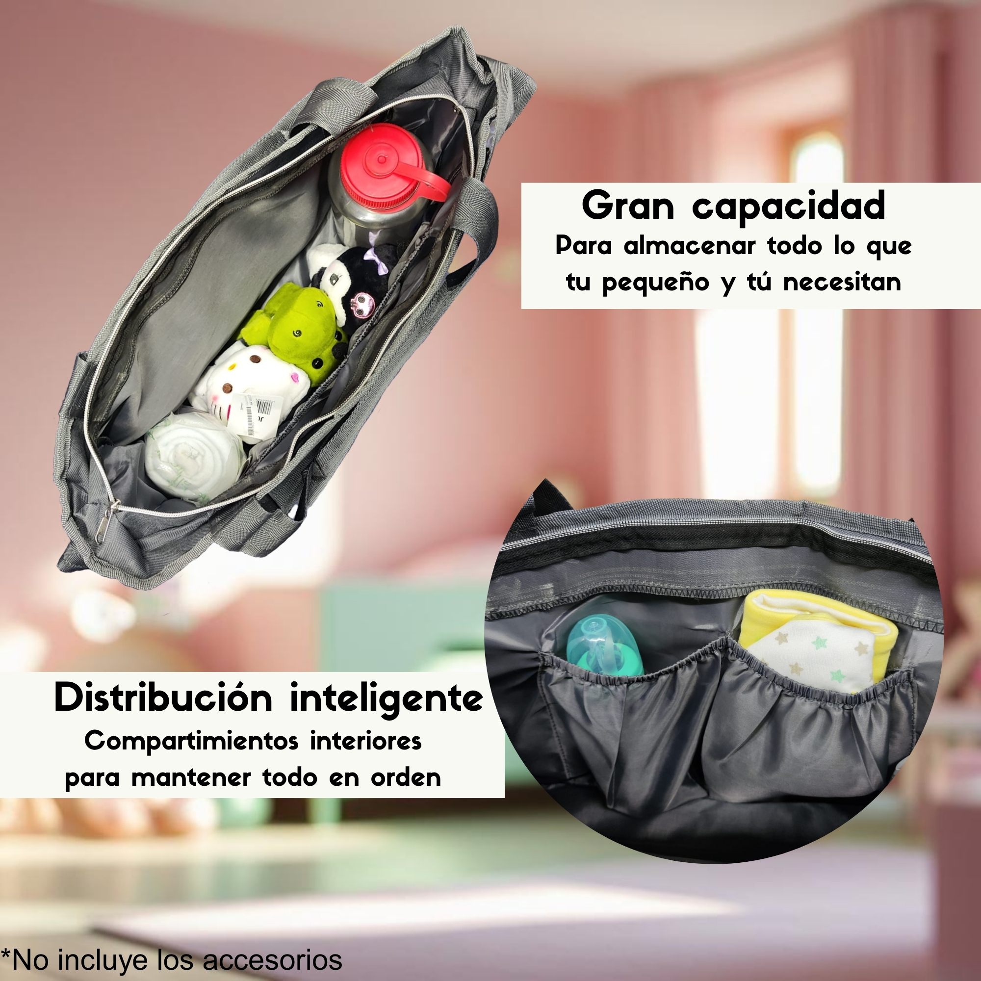 Foto 3 | Pañalera Rayas Economica Para Bebe Color Gris