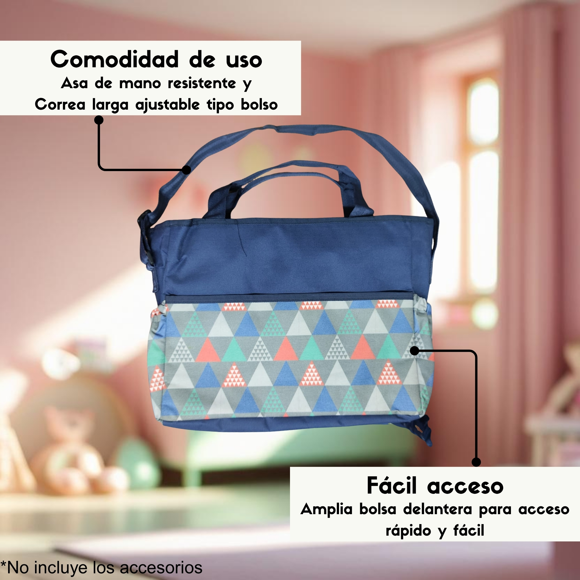 Foto 3 pulgar | Pañalera Triangulos Economica Para Bebe  Color Azul