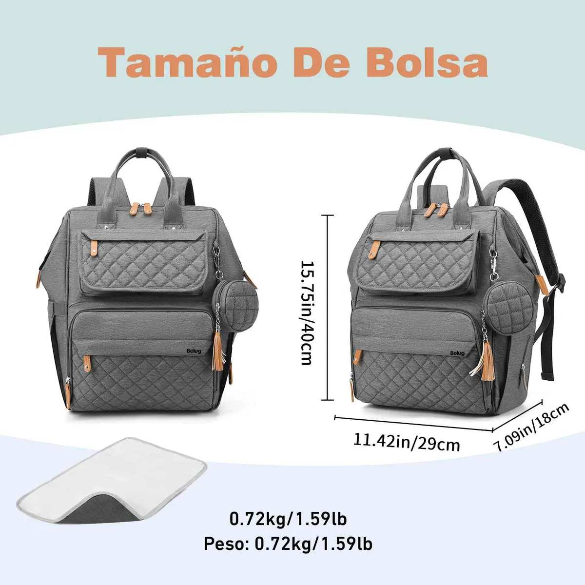 Foto 3 pulgar | Pañalera  Belug Mochila Bebe 30l Gris