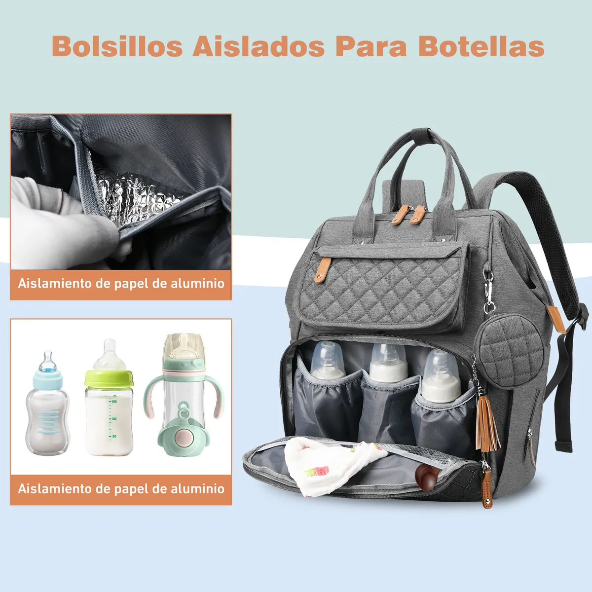 Foto 4 pulgar | Pañalera  Belug Mochila Bebe 30l Gris