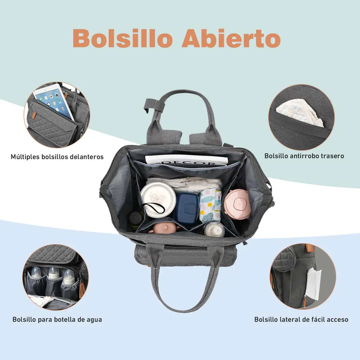 Foto 5 pulgar | Pañalera  Belug Mochila Bebe 30l Gris