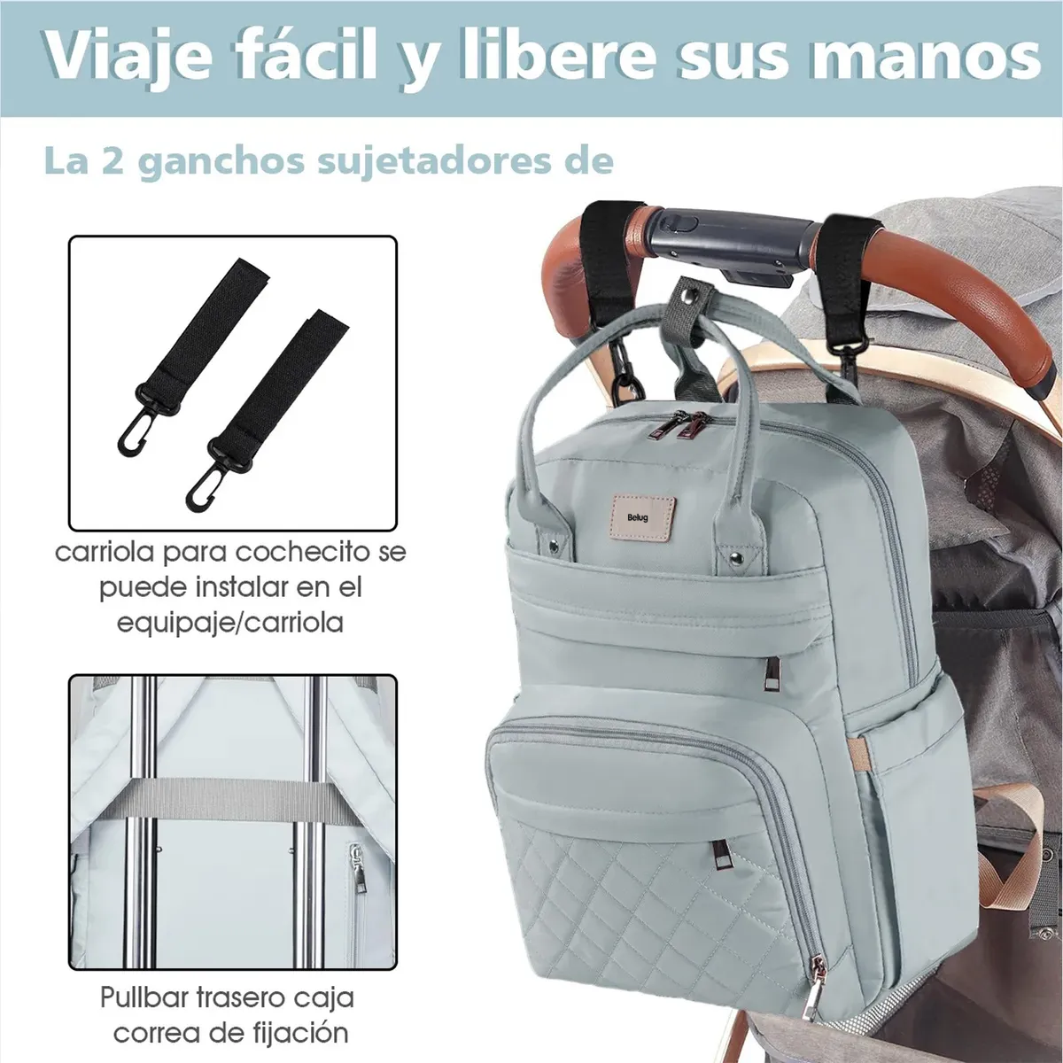 Foto 6 pulgar | Pañalera  Belug Mochila Bebe 7pz Gris Claro