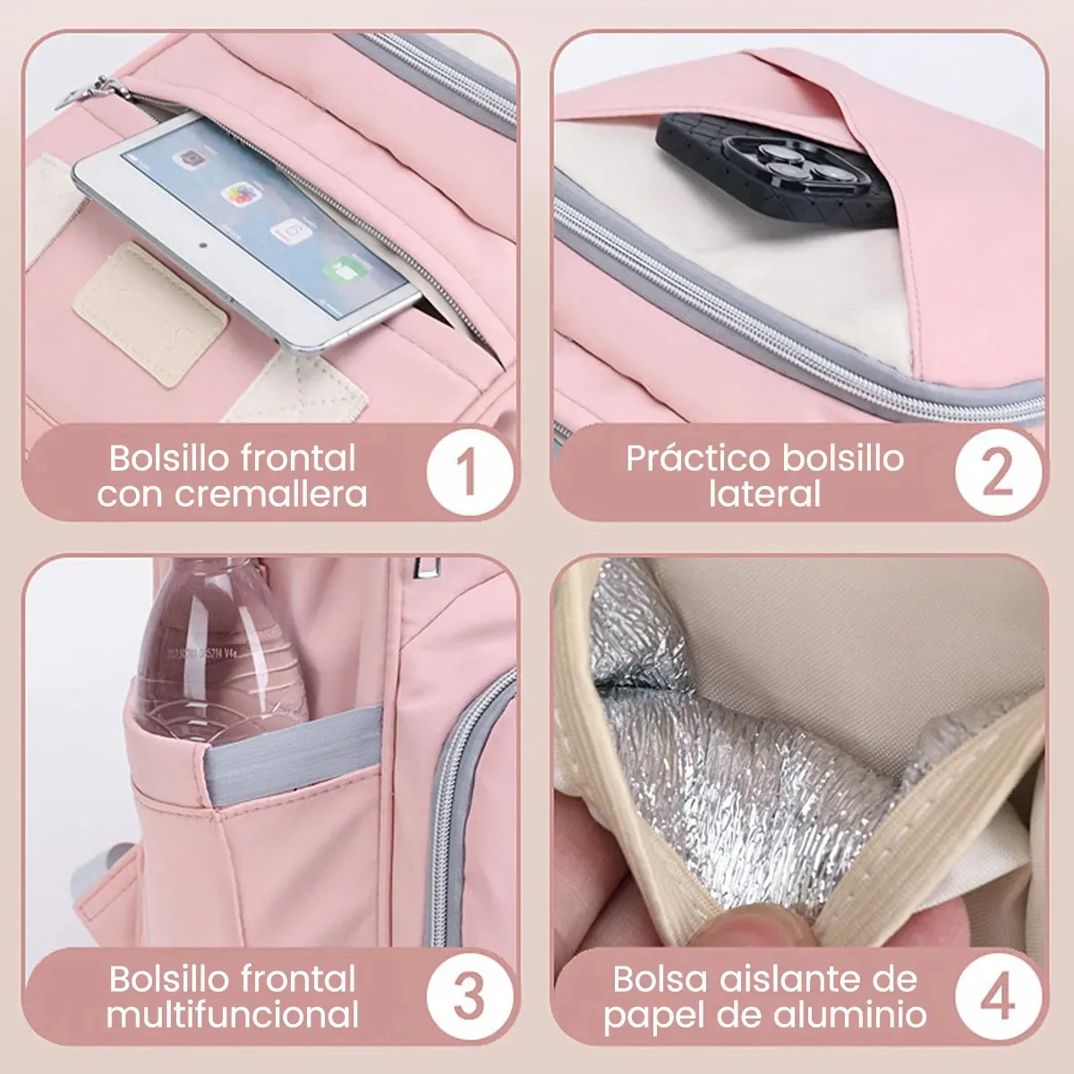 Foto 4 pulgar | Pañalera  Belug Para Bebe Mochila Rosa