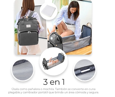 Foto 4 | Pañalera Expandible Impermeable Y Cambiador Mochila 3 En 1