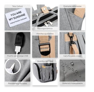 Foto 5 | Pañalera Expandible Impermeable Y Cambiador Mochila 3 En 1