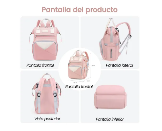 Foto 3 pulgar | Pañalera Para Bebe pañalera Mochila Impermeable Rosa