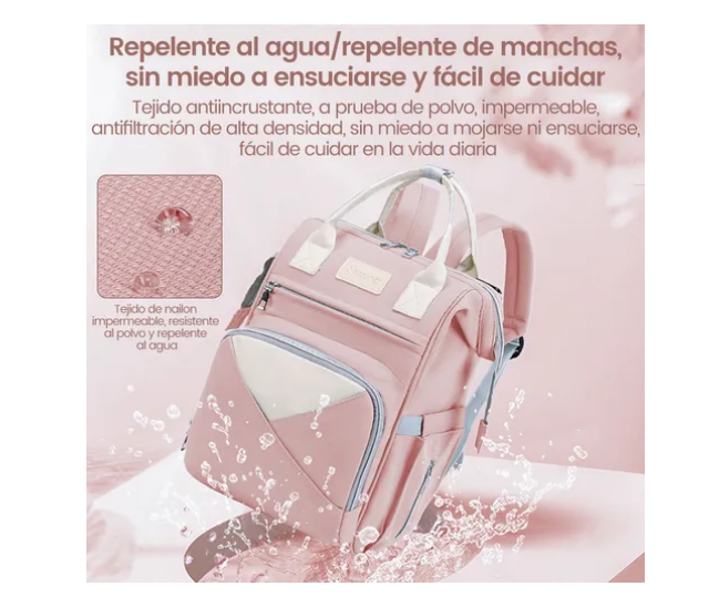 Foto 5 pulgar | Pañalera Para Bebe pañalera Mochila Impermeable Rosa