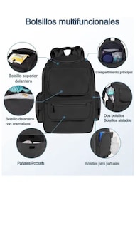Foto 3 | Mochila Pañalera Para Bebé Impermeable Y Espaciosa Con Bolsillos Térmicos Para Biberón Organizador Multifuncio