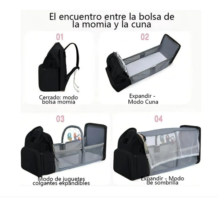 Foto 3 pulgar | Mochila Bolsa De Pañales Cuna Portátil