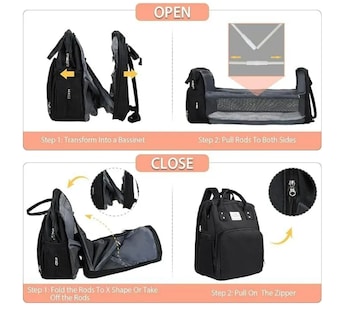 Foto 2 | Pañalera Mochila Multifuncional Para Bebe Con Cama Plegable
