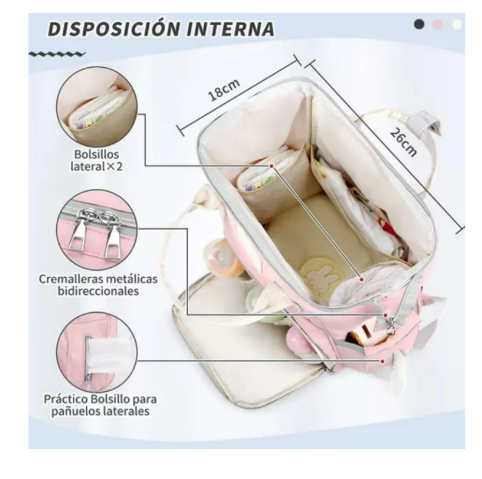 Foto 4 pulgar | Pañalera Para Bebe pañalera Mochila Impermeable Rosa