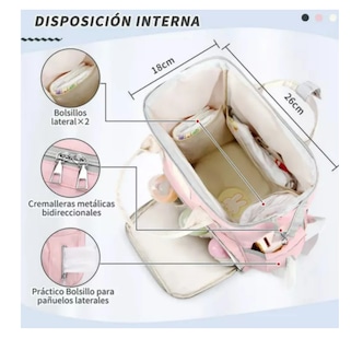Foto 3 | Pañalera Para Bebe pañalera Mochila Impermeable Rosa