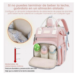 Foto 4 | Pañalera Para Bebe pañalera Mochila Impermeable Rosa