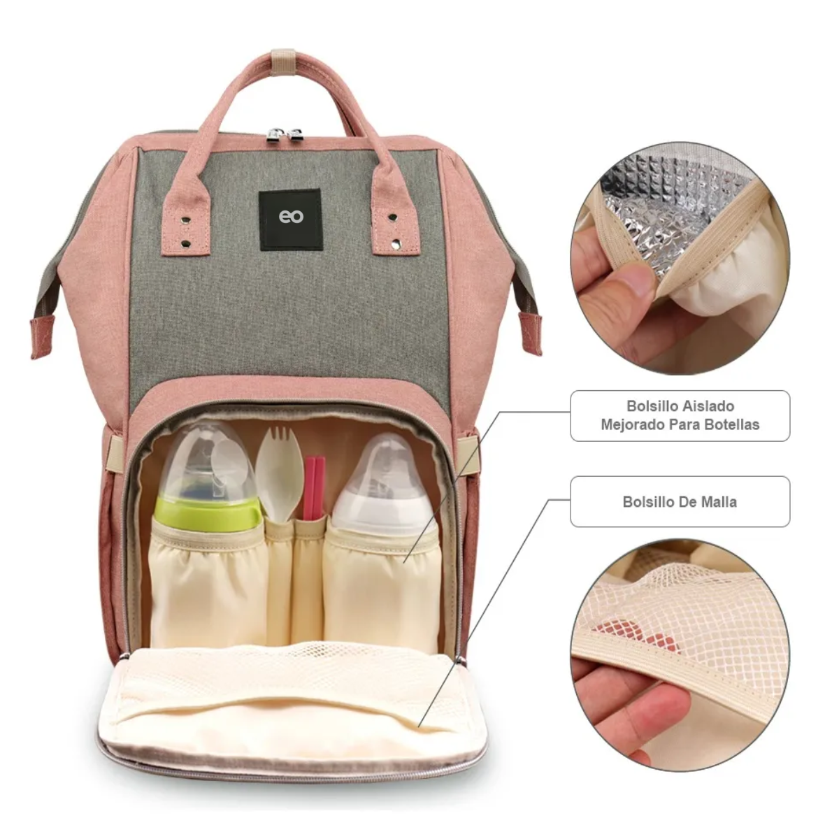 Foto 2 | Mochila Pañaleras Para De Impermeable  Eo Safe Imports Esi-21126 Rosa