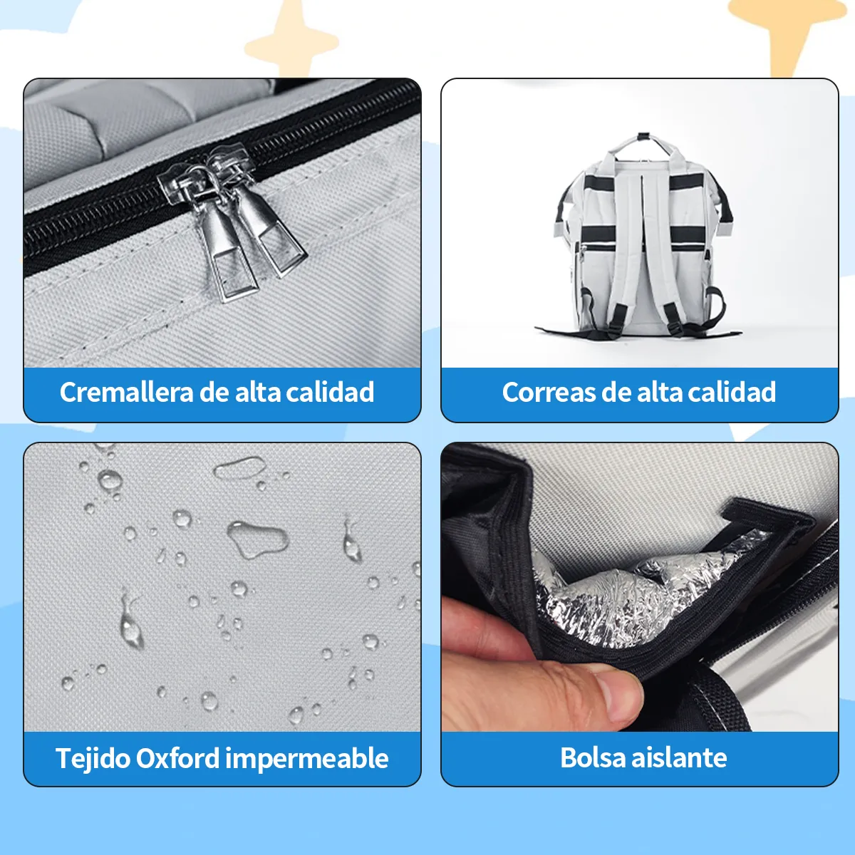 Foto 4 | Pañalera Mochila Para Bebe Impermeable Eo Safe Imports Esi-21119 Color Gris